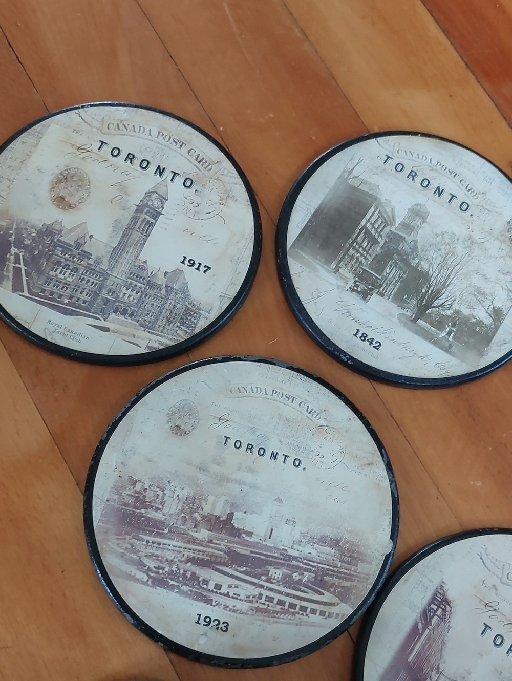 Vintage Canada Post Card Toronto Historic Coasters Set of 5 with Holder - Picture 2 of 5